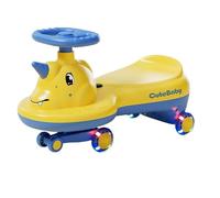 draisienne Voiture Wiggle avec Musique, lumières, Roues Clignotantes silencieuses, Jouet à enfourcher for garçons et Filles de 1 à 6 Ans Electrique(Geel,Flashing Wheel)