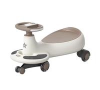 draisienne Voiture Wiggle Car Ride on Toy avec Musique Twist Swivel Wiggle Car avec Roues Clignotantes à LED Voitures pivotante Electrique(Brown)