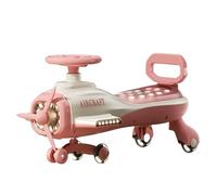 draisienne Voiture Wiggle for Enfants, Jouet à Monter sur Un Avion, véhicule électrique for Enfants, Avion à Conduire avec lumière Musicale Electrique(Roze)