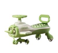 draisienne Voiture Wiggle for Enfants, Jouet à Monter sur Un Avion, véhicule électrique for Enfants, Avion à Conduire avec lumière Musicale Electrique(Groen)
