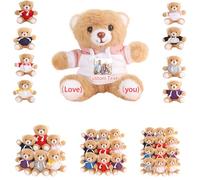 DRAJOIN 6 à 18 Pièces Ours en Peluche Personnalisés en Gros avec Photo Texte, Bulk Teddy Bears Lot de Petits Ours pour Cadeaux de Saint Valentin ou Cadeaux d'Équipe à Noël, 12cm