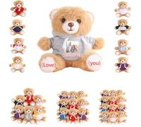 DRAJOIN 6 à 18 Pièces Ours en Peluche Personnalisés en Gros avec Photo Texte, Bulk Teddy Bears Lot de Petits Ours pour Cadeaux de Saint Valentin ou Cadeaux d'Équipe à Noël, 12cm