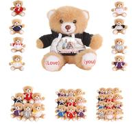 DRAJOIN 6 à 18 Pièces Ours en Peluche Personnalisés en Gros avec Photo Texte, Bulk Teddy Bears Lot de Petits Ours pour Cadeaux de Saint Valentin ou Cadeaux d'Équipe à Noël, 12cm