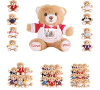 DRAJOIN 6 à 18 Pièces Ours en Peluche Personnalisés en Gros avec Photo Texte, Bulk Teddy Bears Lot de Petits Ours pour Cadeaux de Saint Valentin ou Cadeaux d'Équipe à Noël, 12cm