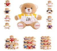 DRAJOIN 6 à 18 Pièces Ours en Peluche Personnalisés en Gros avec Photo Texte, Bulk Teddy Bears Lot de Petits Ours pour Cadeaux de Saint Valentin ou Cadeaux d'Équipe à Noël, 12cm