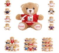 DRAJOIN 6 à 18 Pièces Ours en Peluche Personnalisés en Gros avec Photo Texte, Bulk Teddy Bears Lot de Petits Ours pour Cadeaux de Saint Valentin ou Cadeaux d'Équipe à Noël, 12cm