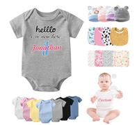 DRAJOIN Body Bébé Personnalisé de Retour à la Maison pour Nouveau né, Tenue de Retour à la Maison pour Garçon et Fille