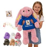 DRAJOIN Grand Peluche Lapin Personnalisée avec Texte Photo, 40cm À 65cm Grand Lapin Peluche Big Easter Bunny Mesure comme Premiers Cadeaux De Pâques pour Garçons Et Filles À Pâques Et Anniversaire