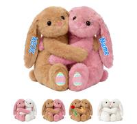 DRAJOIN Lapin en Peluche Personnalisé avec Texte Photo, Easter Hugging Bunny Jouet en Peluche Câlin Customisé comme Cadeaux Personnalisés pour Adultes Et Enfants À Pâques Et Noël 2 Pièces, 30cm