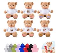 DRAJOIN Lot de 6 Ours en Peluche Personnalisés 30cm avec Photo et Nom, pour la Saint-Valentin, Anniversaire, Un Mariage, Cadeau de Classe Offert par Un Professeur