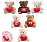 DRAJOIN Lot de 6 Ours en Peluche Personnalisés de 20cm avec Cœur avec Photo et Texte, pour la Saint-Valentin, Un Anniversaire, Une Fête Prénatale ou Un Mariage