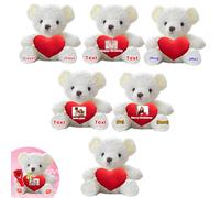 DRAJOIN Lot de 6 Ours en Peluche Personnalisés de 20cm avec Cœur avec Photo et Texte, pour la Saint-Valentin, Un Anniversaire, Une Fête Prénatale ou Un Mariage