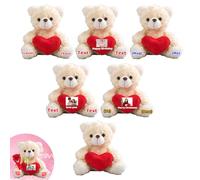 DRAJOIN Lot de 6 Ours en Peluche Personnalisés de 25cm avec Cœur avec Photo et Texte, pour la Saint-Valentin, Un Anniversaire, Une Fête Prénatale ou Un Mariage