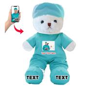 DRAJOIN Nounours personnalisé avec Texte et Photo, Ours en Peluche comme Cadeau pour infirmière ou médecin Femmes et Hommes, Cadeau personnalisé pour médecin, infirmière, étudiant en médecine, 30cm