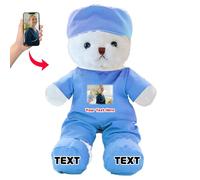 DRAJOIN Nounours personnalisé avec Texte et Photo, Ours en Peluche comme Cadeau pour infirmière ou médecin Femmes et Hommes, Cadeau personnalisé pour médecin, infirmière, étudiant en médecine, 25cm