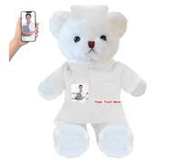DRAJOIN Nounours personnalisé avec Texte et Photo, Ours en Peluche comme Cadeau pour infirmière ou médecin Femmes et Hommes, Cadeau personnalisé pour médecin, infirmière, étudiant en médecine, 25cm