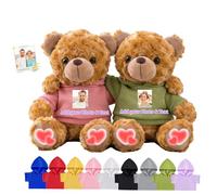 DRAJOIN Ourson en Peluche personnalisé avec Texte Photo, Hugging Bear Oursons câlins personnalisés Cadeaux pour Elle Lui Couples à Saint Valentin Anniversaire Noël 2 Pièces, 20cm