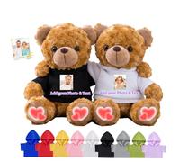 DRAJOIN Ourson en Peluche personnalisé avec Texte Photo, Hugging Bear Oursons câlins personnalisés Cadeaux pour Elle Lui Couples à Saint Valentin Anniversaire Noël 2 Pièces, 22cm