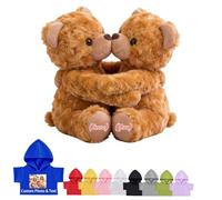 DRAJOIN Ourson en Peluche personnalisé avec Texte Photo, Hugging Teddy Bear Oursons câlins personnalisés Je t'aime Cadeaux pour Hommes Femmes à Saint Valentin Anniversaire Noël 2 Pièces, 20cm
