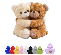 DRAJOIN Oursons en Peluche personnalisés avec Texte Photo, Hugging Teddy Bear Ourson câlin personnalisé Je t'aime Cadeaux pour Lui Elle à Saint Valentin Noël Anniversaire 2 Pièces, 20cm