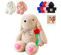 DRAJOIN Peluche Lapin Personnalisé, Peluche Lapin Personnalisé avec Photo Texte comme Personalized Long Ear Rabbit for Baby Gift, Cadeau d'anniversaire pour Enfants Adultes, 32 cm