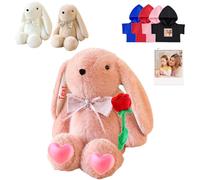DRAJOIN Peluche Lapin Personnalisé, Peluche Lapin Personnalisé avec Photo Texte comme Personalized Long Ear Rabbit for Baby Gift, Cadeau d'anniversaire pour Enfants Adultes, 32 cm