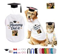 DRAJOIN Tenue Et Casquette De Graduation Personnalisée pour Chien, Vêtement Animal avec Image Et Nom Personnalisé pour Petites Moyennes Grandes Tailles Fête Familiale