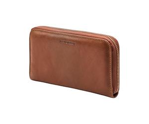 DRAKENSBERG Portefeuille « Mia » pour femme - Taille L - Avec fermeture éclair - En cuir de vachette de qualité supérieure - Marron caramel - DR00722
