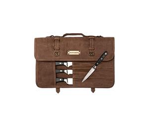 DRAKENSBERG Sac à Couteaux « Blade » - Étui Universel pour Couteaux de Chef Nobles, pour cuisiniers Professionnels, Formation et Passe-Temps, Durable en Cuir de Buffle, Marron Havane, DR00388