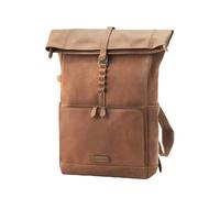 DRAKENSBERG Sac à dos à roulettes en cuir « Arthur » avec compartiment pour ordinateur portable 16" - Compartiment technique pratique, fonction valise, 20-30 l - Marron havane, DR00413