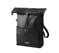 DRAKENSBERG Sac à dos en cuir « Arthur » avec compartiment pour ordinateur portable 17", compartiment d'organisation technique, business, bagage à main, 20-30 l, Noir vintage, L, Décontracté