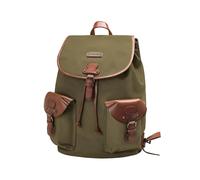 DRAKENSBERG Sac à dos 'Henrietta' - Pack de randonnée classique, design rétro-vintage, compartiment ordinateur 13", femme, homme, fait main, 20L, toile, cuir, vert olive, DR00139