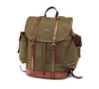 DRAKENSBERG Sac à Dos 'Henry' en toile et cuir pour hommes et femmes, backpack de randonnée au design vintage alpin, 30L, fait main - Vert-Olive, DR00127