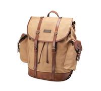 DRAKENSBERG Sac à Dos 'Henry' en toile et cuir pour hommes et femmes, backpack de randonnée au design vintage alpin, 30L, fait main - Kaki-Beige, DR00117