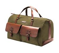 DRAKENSBERG Sac de voyage 'Steve' - Gran sac de w nd et de sport, weekender safari, XL bagage à main au design vintage-rétro, femme, homme, fait main durable, toile, cuir, 60L, vert olive, DR00124