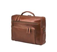 DRAKENSBERG Silvio DR00503 Sacoche, en cuir, pour homme, avec 2 compartiments principaux, compacte, luxueuse, pour ordinateur portable 16", pour le travail, 14 l, marron