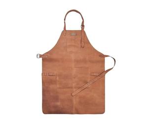DRAKENSBERG Tablier de barbecue 'Bob' - Tablier de cuisine professionnel, cuir de buffle pour BBQ, gastro, bar, barista, cadeau pour hommes, fait main durable, rétro-vintage, marron-cognac, DR00323