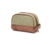 DRAKENSBERG Trousse de Toilette 'Glen' - Nécessaire Anglais et Classique, Trousse de Voyage et de cosmétique, Homme, Fait Main Durable, rétro-Vintage, 5L, Toile, Cuir, Kaki-Beige, Marron, DR00167