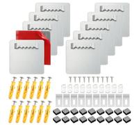 DRAKEWOOD 4x4cm Accroche Tableau Alu Dibond Kit avce 10 Pièces Crochet de Suspension Murale Cadre Attache Tableau Sans Percer Lourd Max 2kg - Metal Crochet Adhesif Mural pour Cadre Photo et Miroirs