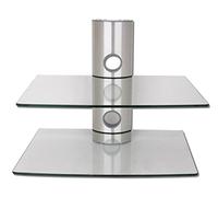 Drall Support Mural avec 2 tablettes en Verre pour Console DVD Bluray Player Tablette d'enceintes en Verre argenté Modèle: GL11CS