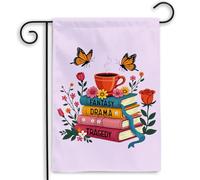Drame Tragédie Livre Cosy Fleur Papillon Drapeau De Cour 30X45Cm Drapeaux Durable Double Face Drapeau De Jardin Pour Porte Fêtes Ferme