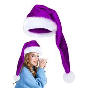 Dranng Bonnet De Père Noël 74.9 Cm Long - Bonnets De Noël En Velours Doux Pour Adultes - Couvre-chef Unisexe D'Hiver Pour Fête De Déguisement Célébration Accessoire Photomaton Mascarade