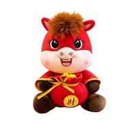 Dranng Cheval en Peluche - Cheval du Nouvel an Lunaire en Peluche,Mascotte Cartoon Dieu De La Richesse 2026 pour Décor Table De Chevet Nursery Fête Canapé Cadeau