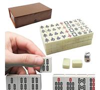 Dranng Ensemble De Mahjong Chinois | Taille Voyageur Majiang pour 4 Joueurs, avec Réserve De Rangement Tuiles De Mahjong, Dés, Jeux De Voyage Classiques Majong, Fournitures De Fête