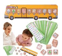 Dranng Jeu de mathématiques, jeu de nombres - Jouet de jeu de mathématiques,Jouet de bus animal en bois, jouet d'entraînement à la pensée logique et mathématique, activités d'apprentissage préscolaire