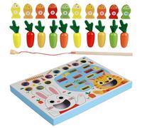 Dranng Jeu de Pêche de Carottes en Bois pour Bébé | Jouet Magnétique en Bois De Cueillette De Carottes,Puzzle d'apprentissage Préscolaire pour Garnitures Cadeaux Anniversaire Fêtes