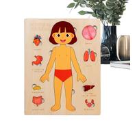 Dranng Livre des Parties du Corps pour Tout Petits De 1 À 3 Ans | Puzzle Éducatif en Bois du Corps Humain - Jouets d'apprentissage Précoce pour Élèves Scolaire Jeu Tout-Petits Voyage Hôpital