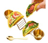 Dranng Plateau à Tacos | Ustensiles de Cuisine Résistants à la Chaleur,Supports à Tacos en Métal pour 3 Tortillas,Pour Cuisine Maison Restaurant Table Dinatoire Buffet Grillage Dinner Fete