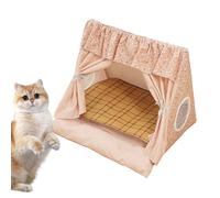 Dranng Tipi pour Animal, Tente Maison Grotte pour Chat, Maisonnette Confortable avec Tapis Rafraîchissant Amovible pour Petits Animaux comme Chatons et Lapins, pour Chambre, Salon, Maison ou