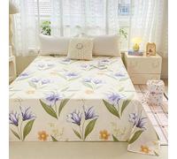 Drap à motif mignon - Petite parure de lit en microfibre brossée douce à motif floral, drap plat épais et respirant pour dortoir, lit superposé, décoration de chambre d'étudiant (17, 160 x 200 cm)